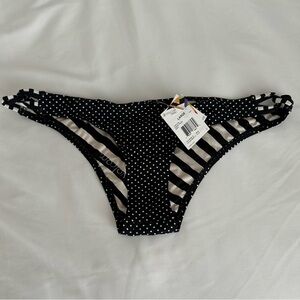 Volcom polka dot/striped reversible bikini bottom
